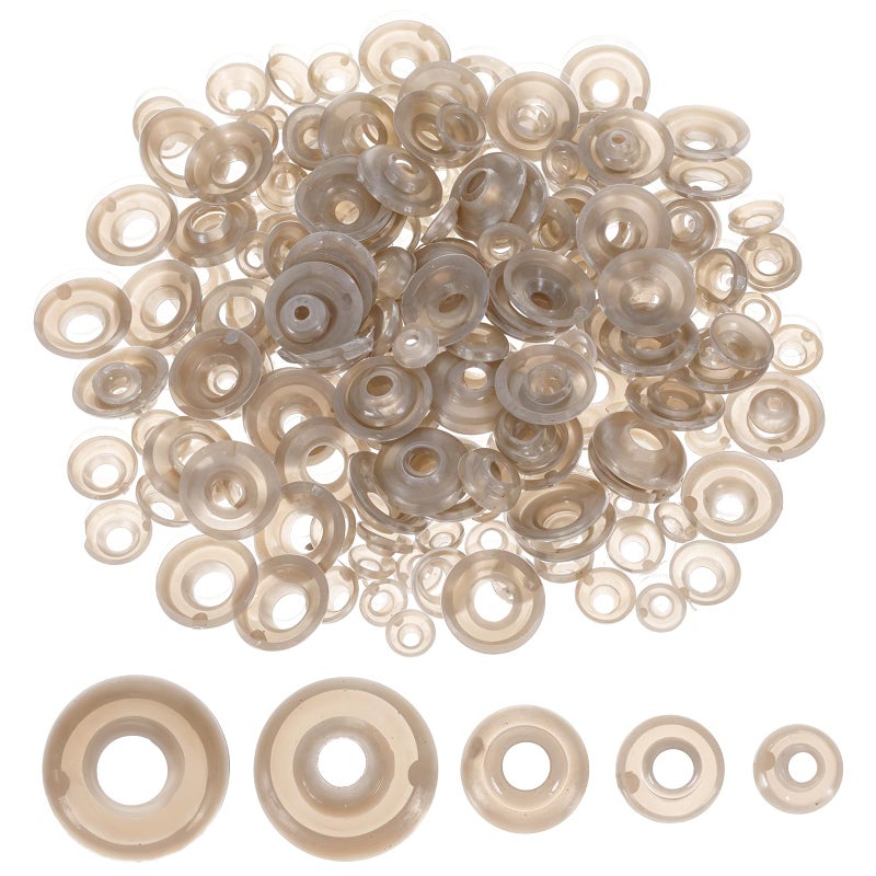 Gtziqa 200 Pcs Safety Eyes Backs, Safety Eyes Washers, 5 Sizes Plastic Craft Washers Tan Color Eye Nose Gaskets Doll Making Accessories for Stuffed Animals, Amigurumi, Plush Toys, Crochet, Puppet - Image 1